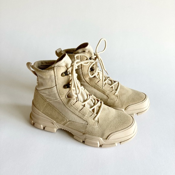 Agsdon Beige Suede Textile Combat Boots size EUR 38, US 7.5 - Picture 2 of 16
